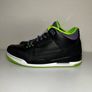 Men’s Air Jordan 3 Retro Joker Black Purple Electric Green Shoes Sneakers 10.5